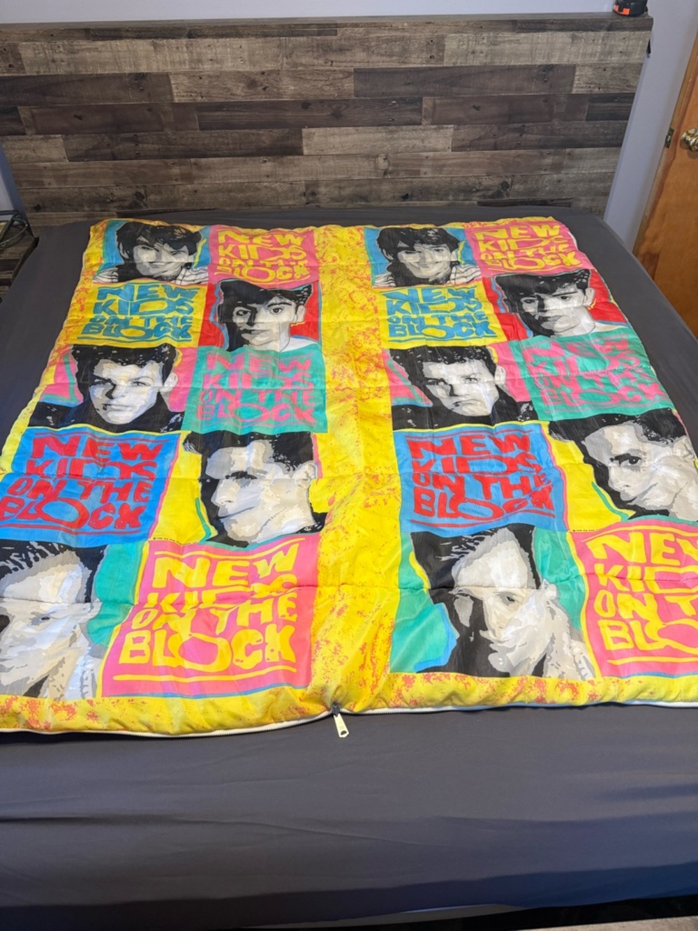 Vintage 1990 New Kids On The Block Sleeping Bag Multicolor NKOTB Comforter